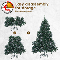 Snowy Christmas Tree Xmas Pine Cones 6Ft 180cm 930 tips + Bauble Balls