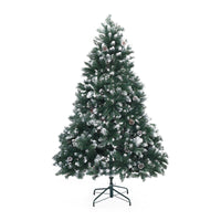 Snowy Christmas Tree Xmas Pine Cones 6Ft 180cm 930 tips GREEN