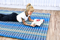 BLUE Roll Out Mattress Foldout Mat LARGE relaxation, day bed, camping or Yoga Matt Natural Kapok Filled_ 150 x 200 cm
