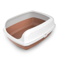 YES4PETS 2 X Small High Side Portable Open Cat Toilet Litter Box Tray House With Scoop Brown