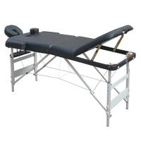 3 Fold Portable Aluminium Massage Table Massage Bed Beauty Therapy Black
