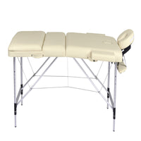 3 Fold Portable Aluminium Massage Table Massage Bed Beauty Therapy Beige