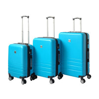 Expandable ABS Luggage Suitcase Set 3 Code Lock Travel Carry  Bag Trolley Aqua