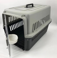 YES4PETS Large Dog Cat Crate Pet Carrier Rabbit Airline Cage With Tray And Bowl Black