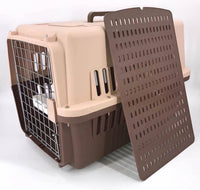 YES4PETS Large Airline Dog Cat Crate Pet Carrier Cage With Tray And Bowl Brown