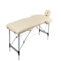 2 Fold Portable Aluminium Massage Table Massage Bed Beauty Therapy Beige