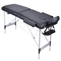 2 Fold Portable Aluminium Massage Table Massage Bed Beauty Therapy Black