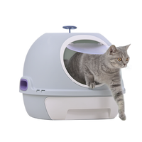 YES4PETS Cat Toilet Litter Box Tray House W Sky window Drawer Photocatalyst Purifier Blue