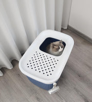 YES4PETS XXL Top Entry Cat Litter Box No Mess Large Enclosed Covered Kitty Tray Dark Blue