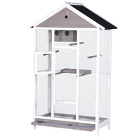 Wooden XXL Pet Cages Aviary Carrier Travel Canary Parrot Bird Cage Grey