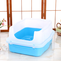 YES4PETS Large Deep Cat Kitty Litter Tray High Wall Pet Toilet Tray With Scoop Blue