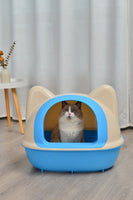 YES4PETS Large Hooded Cat Toilet Litter Box Tray House With Scoop Blue
