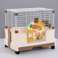 YES4PETS Small Brown Pet Rabbit Cage Guinea Pig Crate Kennel With Potty Tray And Wheel