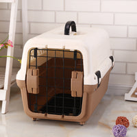 YES4PETS Medium Portable Plastic Dog Cat Pet Pets Carrier Travel Cage With Tray-Brown