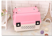 YES4PETS Medium Portable Plastic Dog Cat Pet Pets Carrier Travel Cage With Tray-Pink