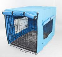 48' Portable Foldable Dog Cat Rabbit Collapsible Crate Pet Cage with Cover Mat Blue