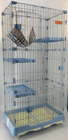 146 cm Blue Pet 4 Level Cat Cage House With Litter Tray & Wheel 72x47x146 cm