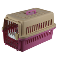YES4PETS New Medium Dog Cat Rabbit Crate Pet Airline Carrier Cage With Bowl & Tray Pink