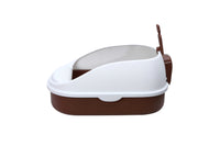 YES4PETS Medium Portable Cat Toilet Litter Box Tray with Scoop Brown