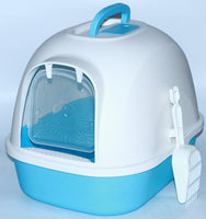 YES4PETS Portable Hooded Cat Toilet Litter Box Tray House with Handle and Scoop Blue