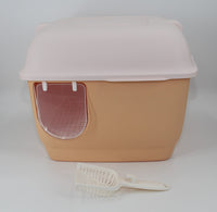 YES4PETS XL Portable Hooded Cat Toilet Litter Box Tray House with Handle and Scoop Brown