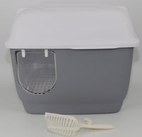 YES4PETS XL Portable Hooded Cat Toilet Litter Box Tray House with Handle and Scoop Grey