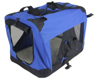 Medium Portable Foldable Dog Cat Rabbit Soft Crate Carrier-Blue