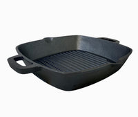 YES4HOMES 26 cm Barbecue  Cast Iron Fry Grill Pan Pre-Seasoned Oven Safe Grill Frypan