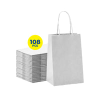 Party Central 108PCE Gift/Craft Paper Bags White Reusable 15 x 21cm