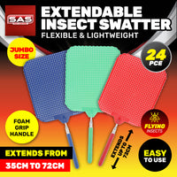 SAS Pest Control 24PCE Fly Swatter Extendable Design Foam Grip Handle 35-72cm