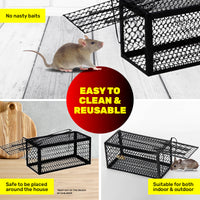SAS Pest Control 12PCE Rat Trap Metal Cage Reusable Indoor Outdoor Use 24cm