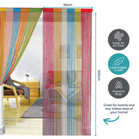 Home Master 12PCE String Curtains Door/Divider Multicolour Unique 200 x 90cm