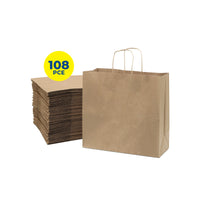Party Central 108PCE Gift/Craft Paper Bag Brown Horizontal Reusable 15 x 21cm