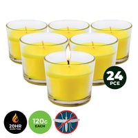Garden Greens 24PCE Citronella Scented Glass Candle Pots 120g