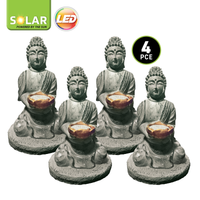 illuminex 4PCE LED Solar Light Buddha Statue Rust/Weather Resistant 29cm