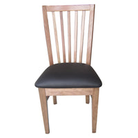 Fairmont 2pc Set Dining Chair PU Leather Seat Slat Back Solid Oak Timber Wood