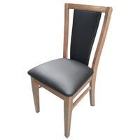 Fairmont 2pc Set Dining Chair PU Leather Seat Padded Back Solid Oak Timber Wood