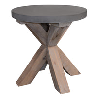 Stony 50cm Round Lamp Table with Concrete Top - Grey
