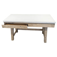 Stony 140cm Computer Writing Desk with Concrete Top - White