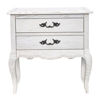 Alice Bedside Table 2 Drawers Storage Cabinet Side End Tables Distressed White