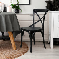 Rustica 4pc Set Dining Chair X-Back Solid Timber Wood Seat Black