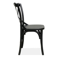 Rustica 4pc Set Dining Chair X-Back Solid Timber Wood Seat Black
