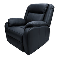 Bella 1 Seater Electric Recliner Genuine Leather Upholstered Lounge - Black