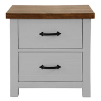 Grandy Bedside Tables 2 Drawers Storage Cabinet End Nightstand Table White Brown