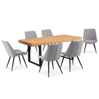 Ethan Dining Table 190cm Veneer Solid Oak Top Metal Leg - Natural