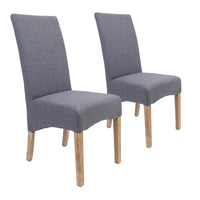 Jackson Dining Chair Set of 2 Fabric Seat Solid Pine Wood Furniture - Grey