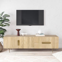 Knox ETU Entertainment TV Unit 180cm 3 Door 2 Drawer Solid Mango Wood - Natural