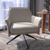 Freya Leather Swivel Occasional Chair Lounge Seat - Brown