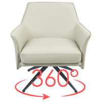 Freya Leather Swivel Occasional Chair Lounge Seat - Brown
