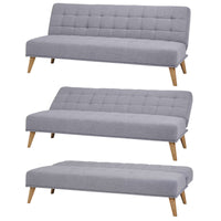 Brando 3 Seater Sofa Futon Bed Fabric Lounge Couch - Grey